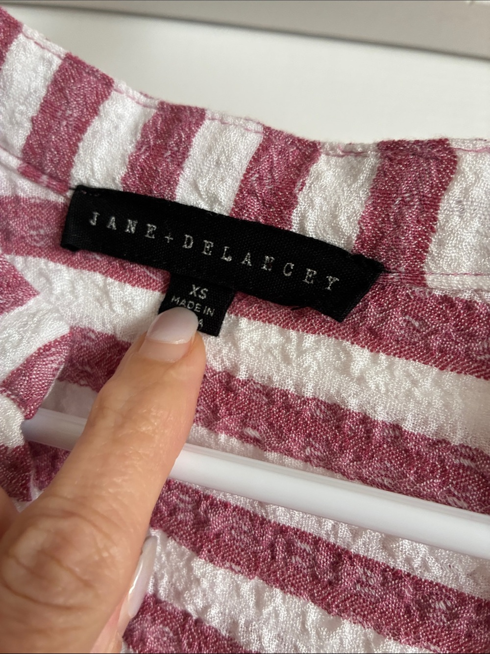 Coastal Jane & Delancey X Anthro Striped V-Neck Top Nautical Normcore Oversized - Picture 2 of 6